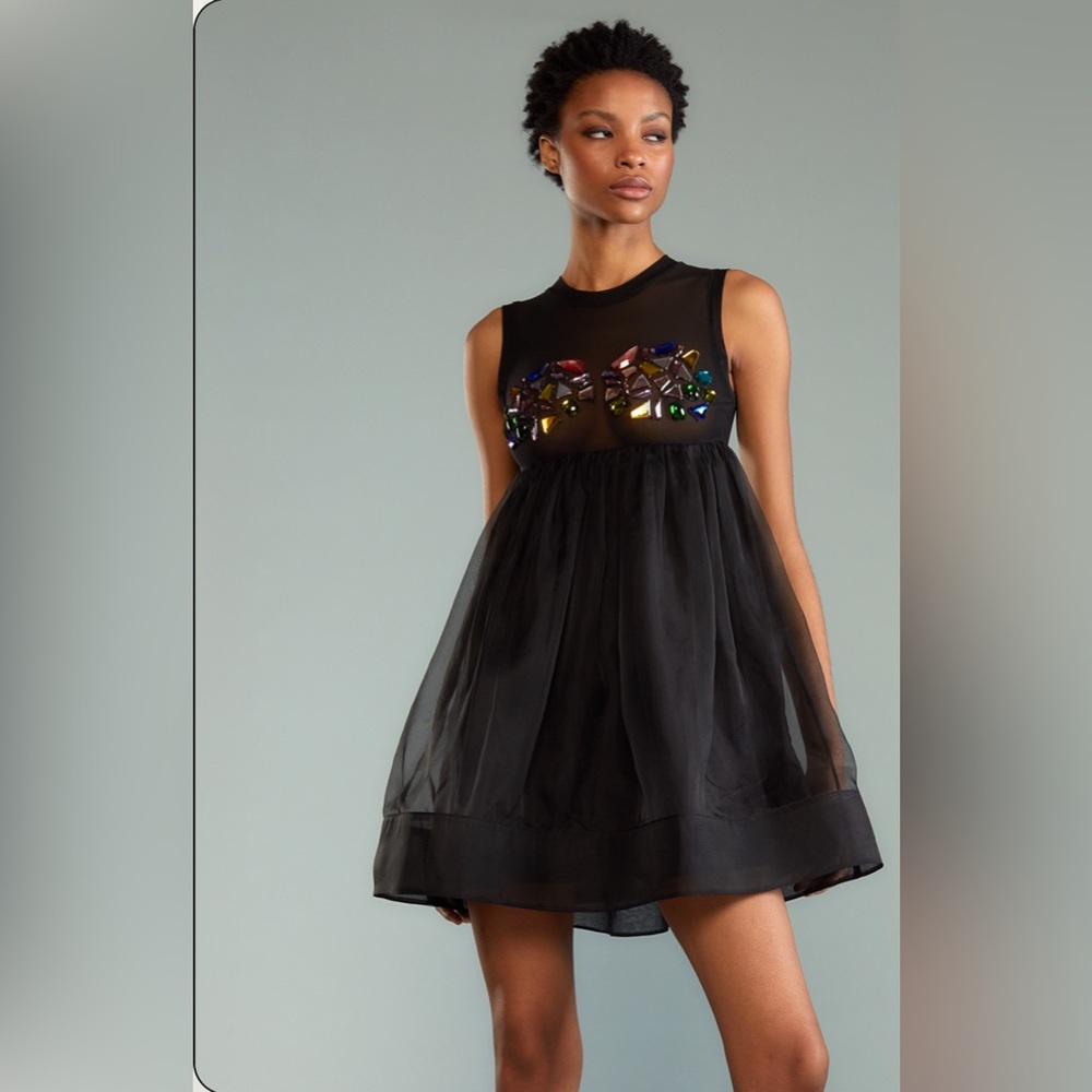 Cynthia Rowley Jewel Cascade Peplum Dress size Large